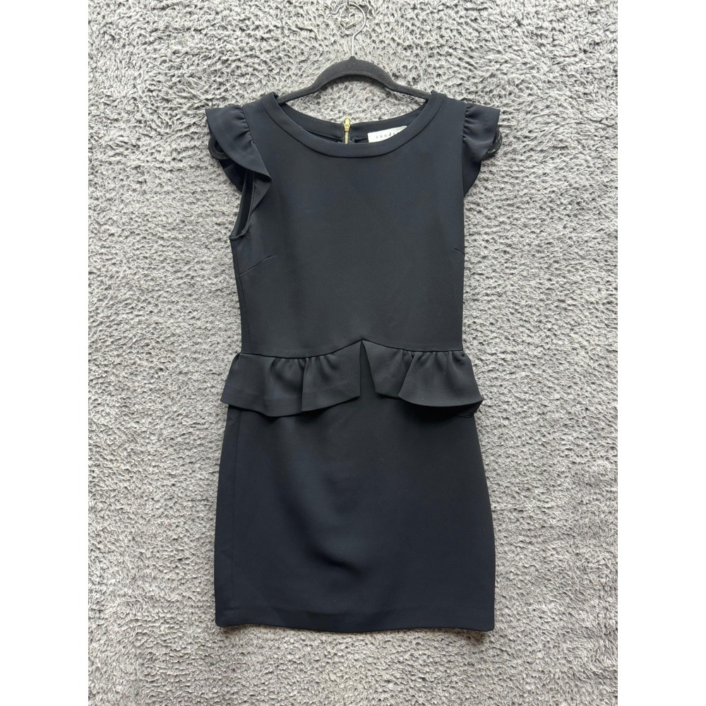 Sandro Ruffled Sleeveless Mini Peplum Dress Black Womens Size 2